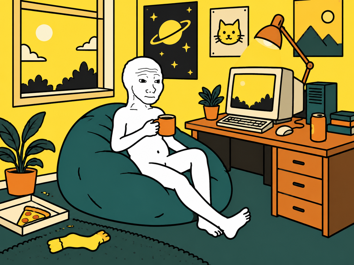 Wojak in cozy room